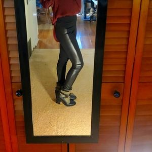 Silky Leggings With Faux Leather